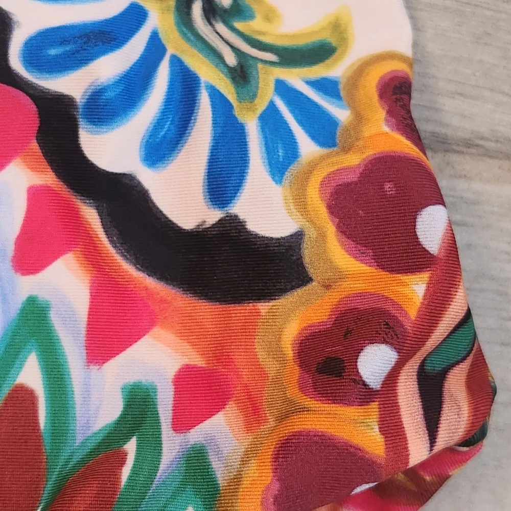 Lucky Brand swimsuit M one piece paisley tropical folk rtsy bohochic new $140